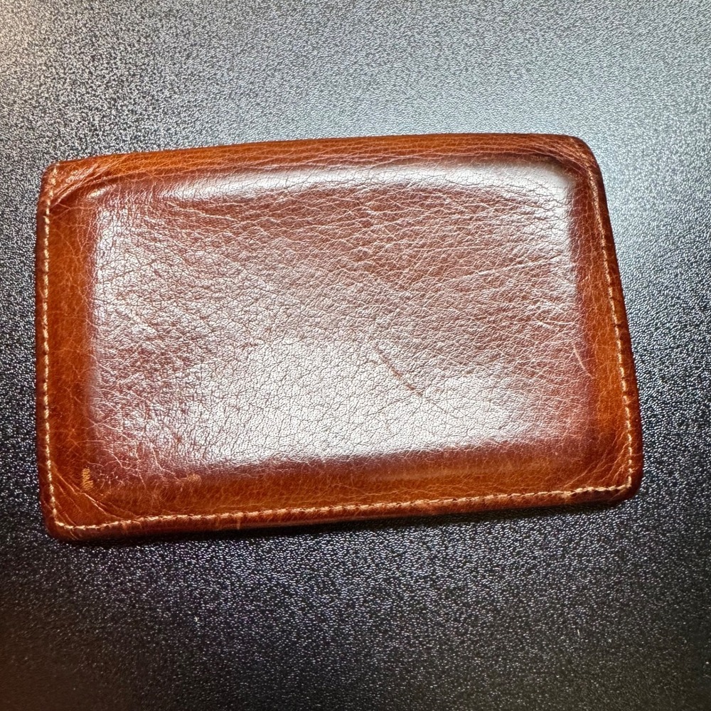 Coach Business Card Holder Unisex Brown Leather Vintage Slim Pocket Case